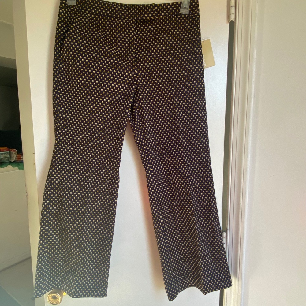 Michael Kors Womens Crop‎ Leg Pants Navy Blue Geometric Print Size 6